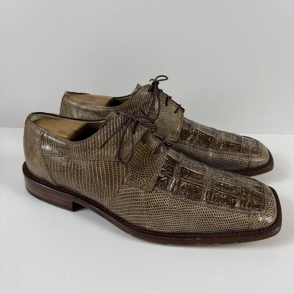 David Eden X Derby Dress Shoes Mens Size 10 Genuine Crocodile Lizard Exotic